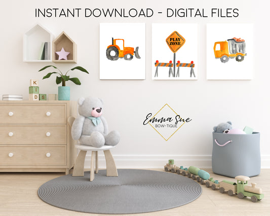 Construction Dump Truck Signs - Boy's Playroom - Baby Nursery Printable Wall Art  - Digital File