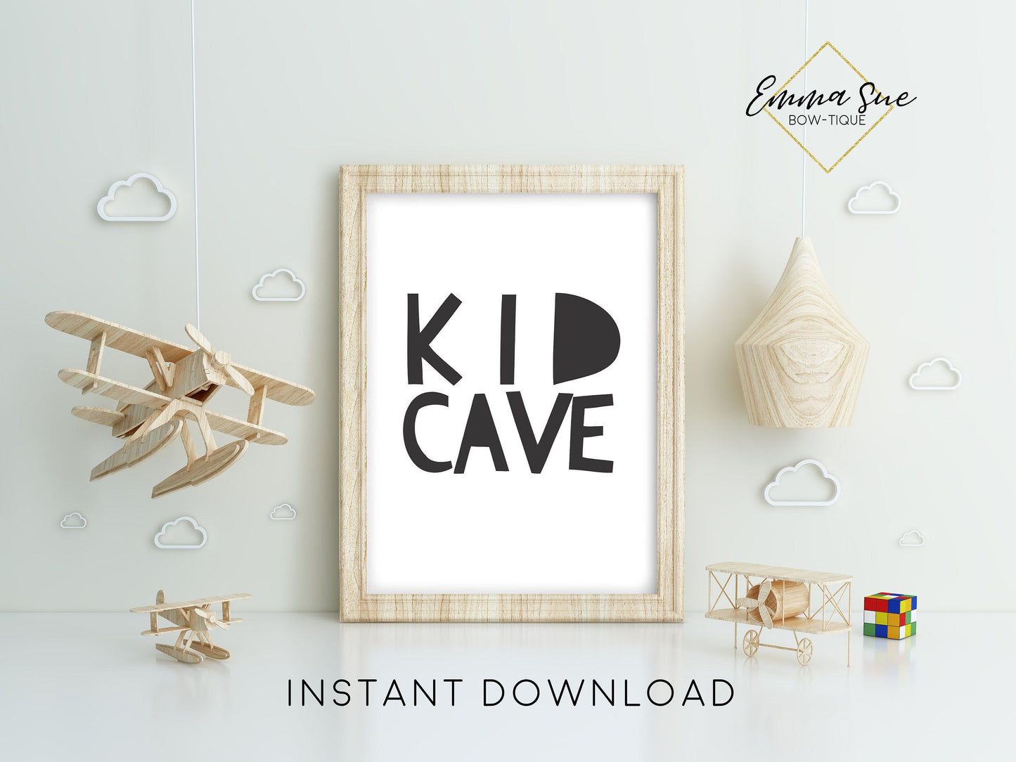 Kid Cave - Kid's Playroom Wall Art Printable Sign - Digital File