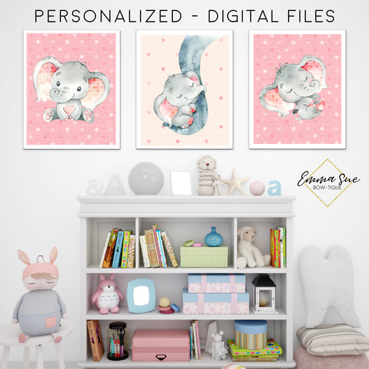 Baby Elephant Watercolor Signs - Kid's Playroom  Baby Nursery Printable Wall Art  - Digital File