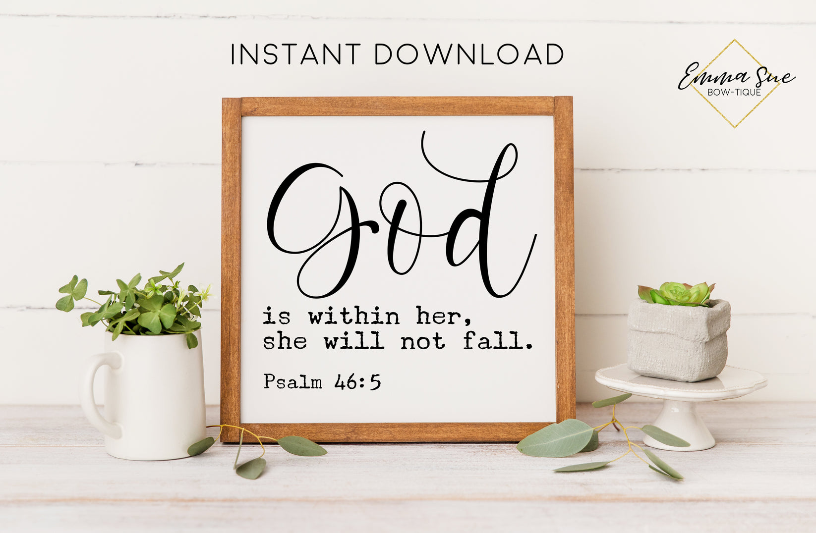 God is within her she will not fall - Psalm 46:5 Bible Verse Christian ...